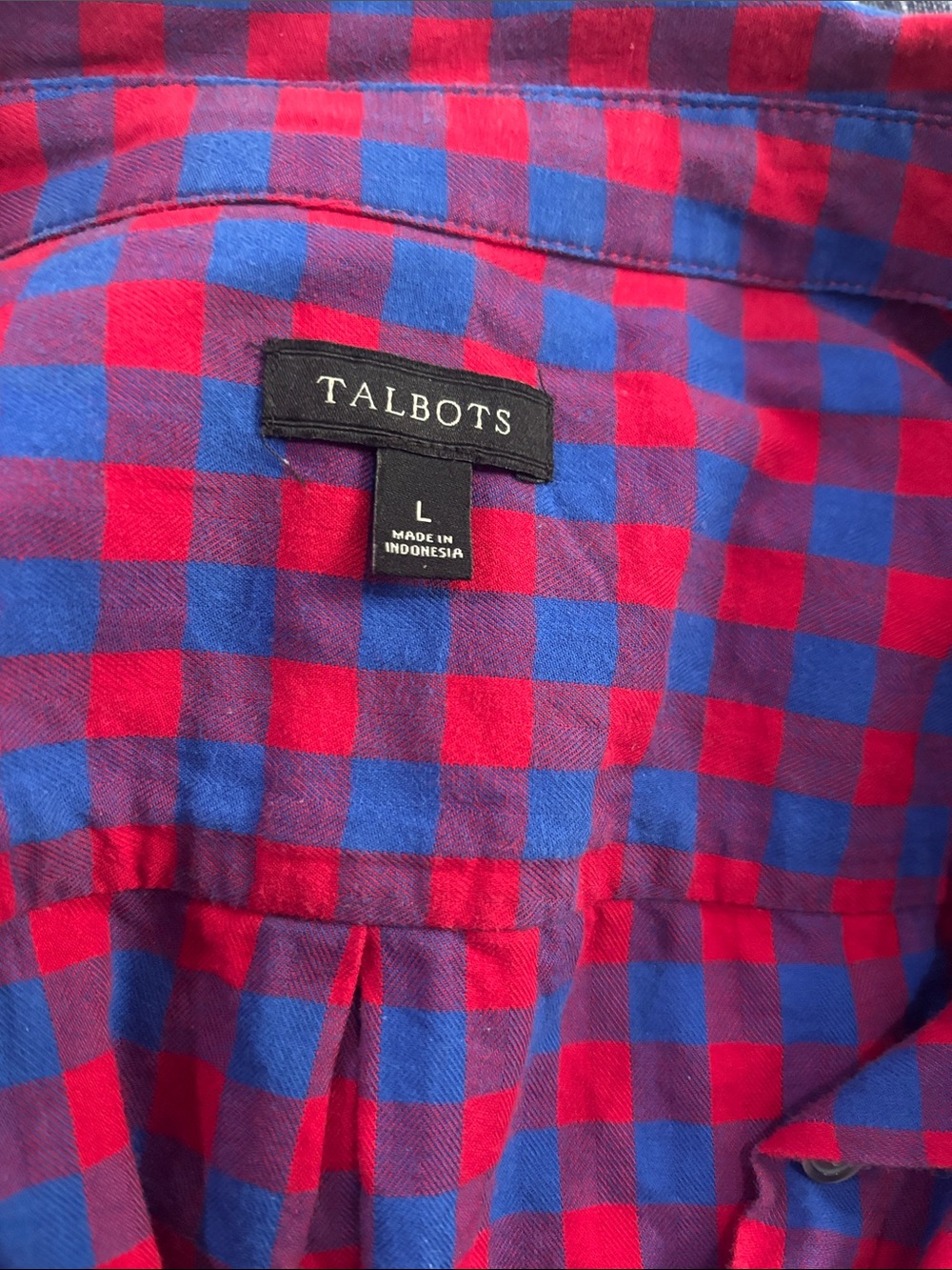 Talbots Woman’s Red and Blue Check Casual Button-Down Shirt